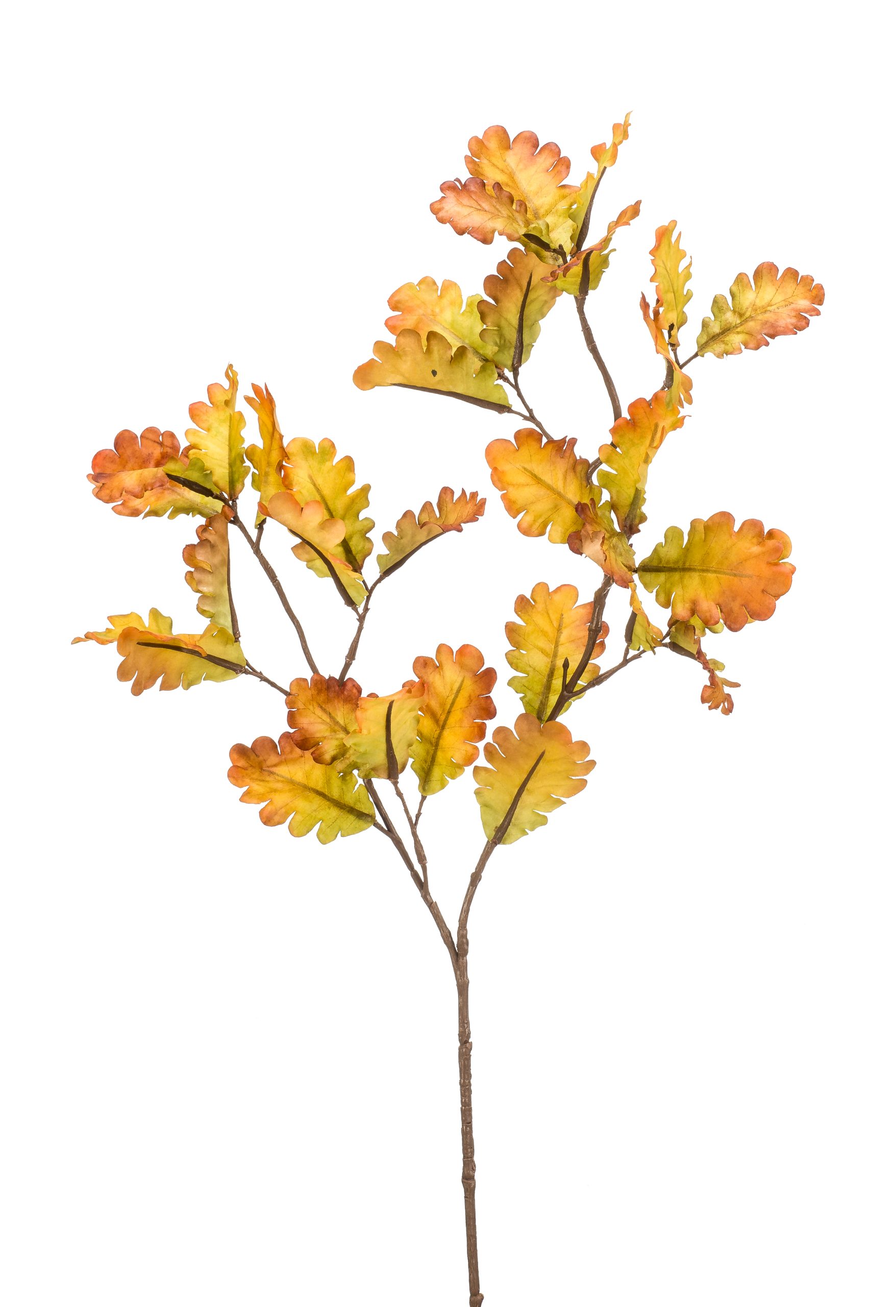 Ramo Foglie Quercia Verdi Marroni 63 Cm