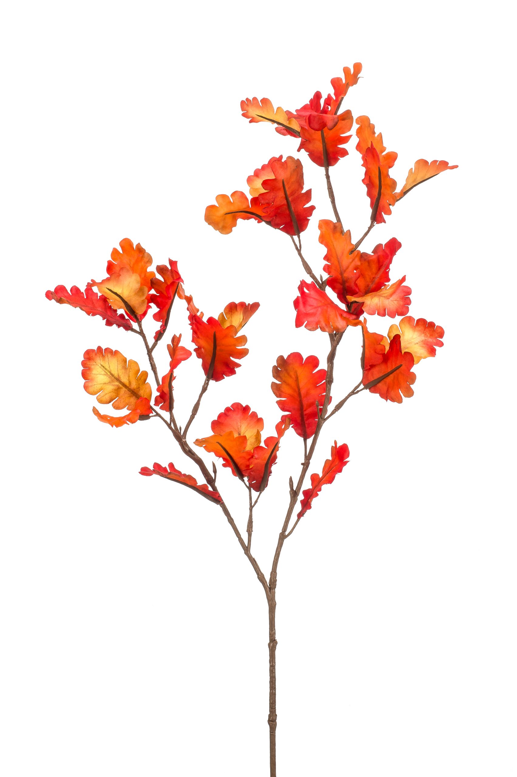 Ramo Foglie Quercia Arancioni 63 Cm