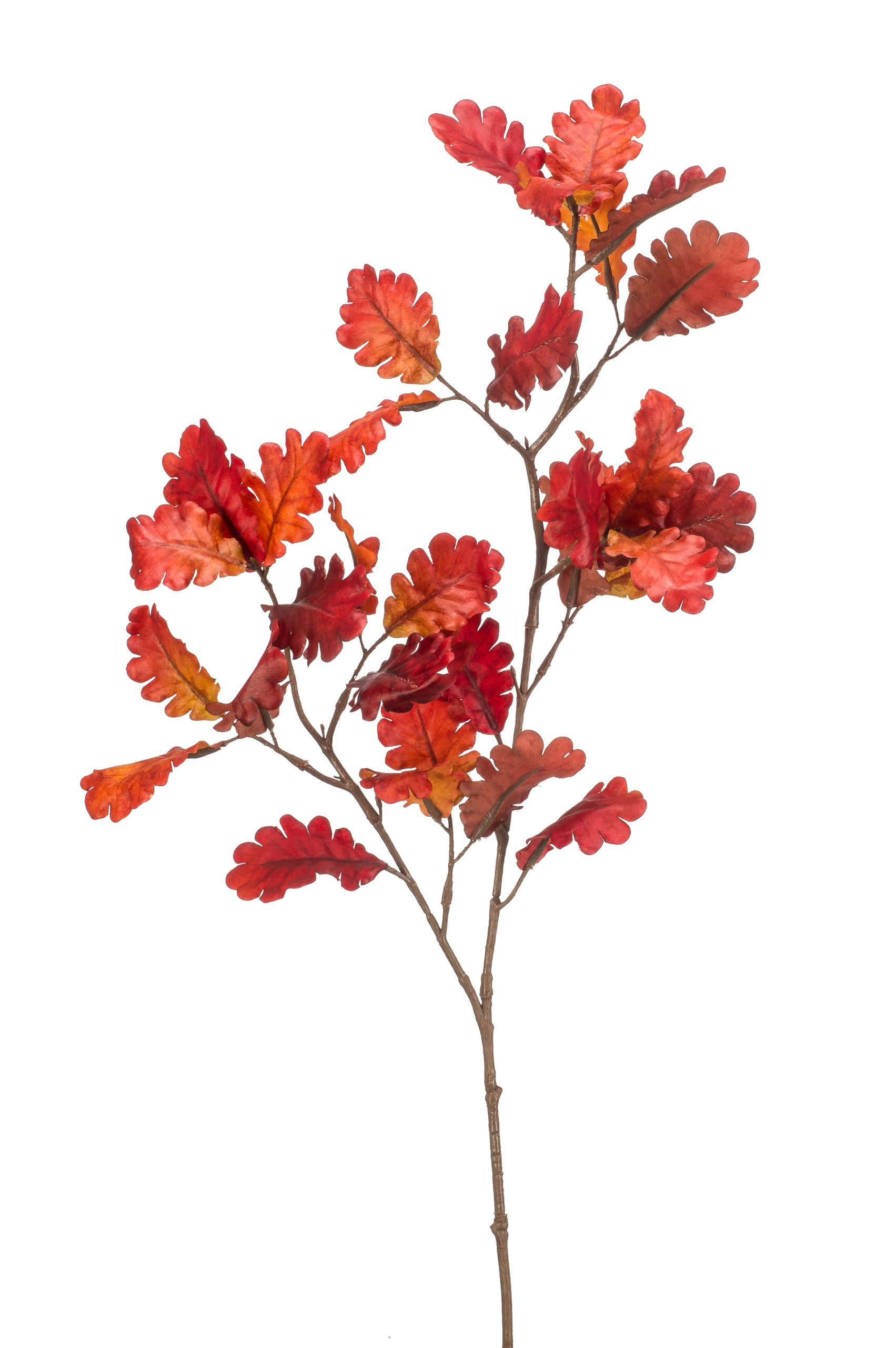 Ramo Foglie Quercia Rosse 63 Cm