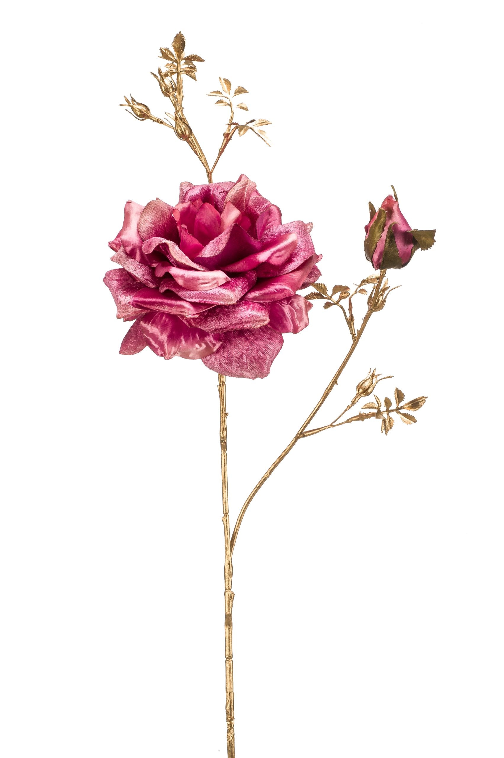 Ramo Rose Oro Rosa 75 cm decorativo artificiale per composizioni floreali e arredamento - DeMatteis.it