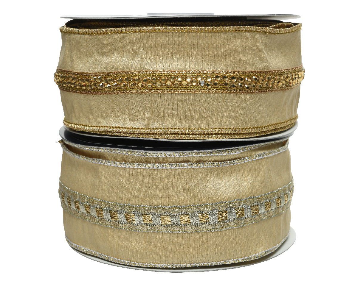 Nastro Perla con inserti oro e perle decorative per confezioni regalo e decorazioni eleganti - DeMatteis.it