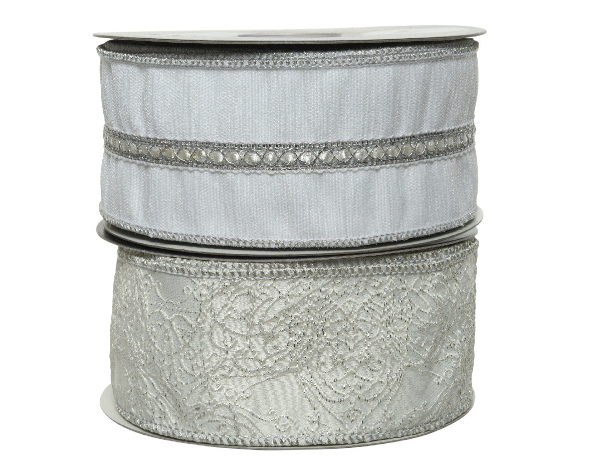 Nastro Winter White decorativo 6,3 x 10 m per confezioni natalizie e decorazioni - DeMatteis.it