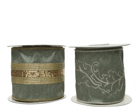 Nastro decorativo verde salvia da 5 m con bordi oro per confezioni regalo e decorazioni - DeMatteis.it