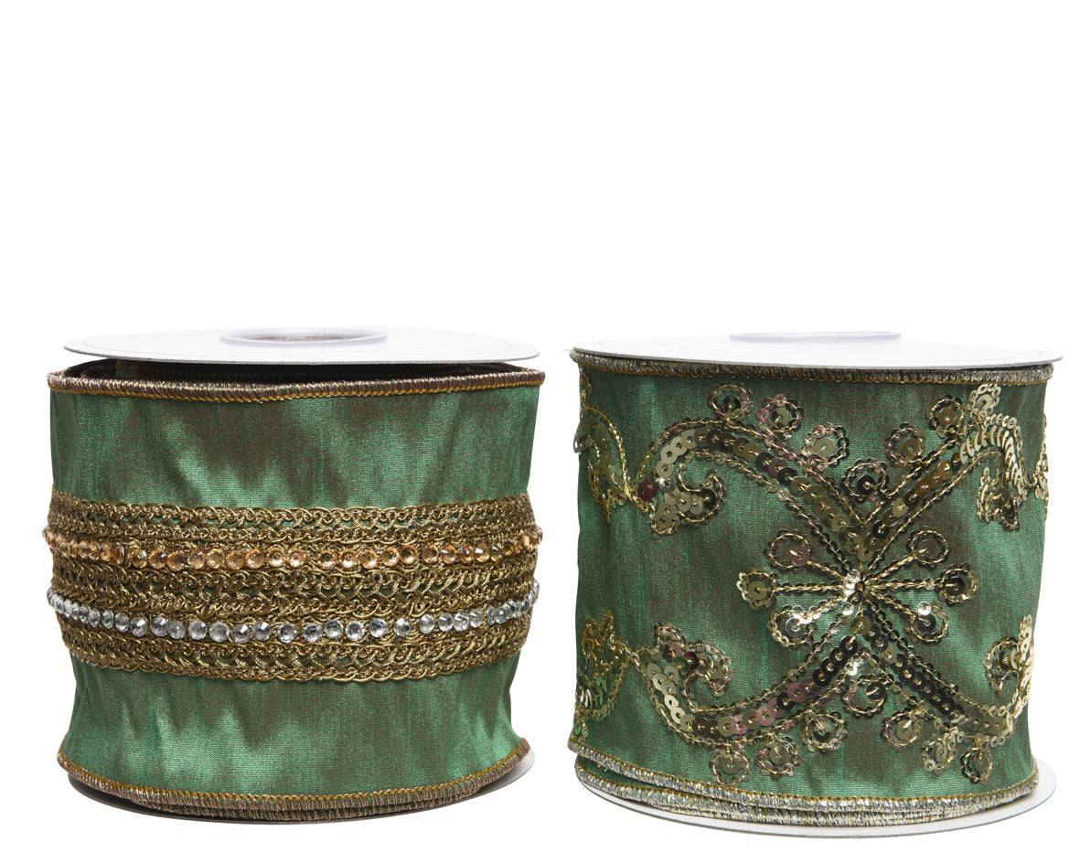 Nastro Pine Green in poliestere per decorazioni, dimensioni 500 x 10 cm - DeMatteis.it