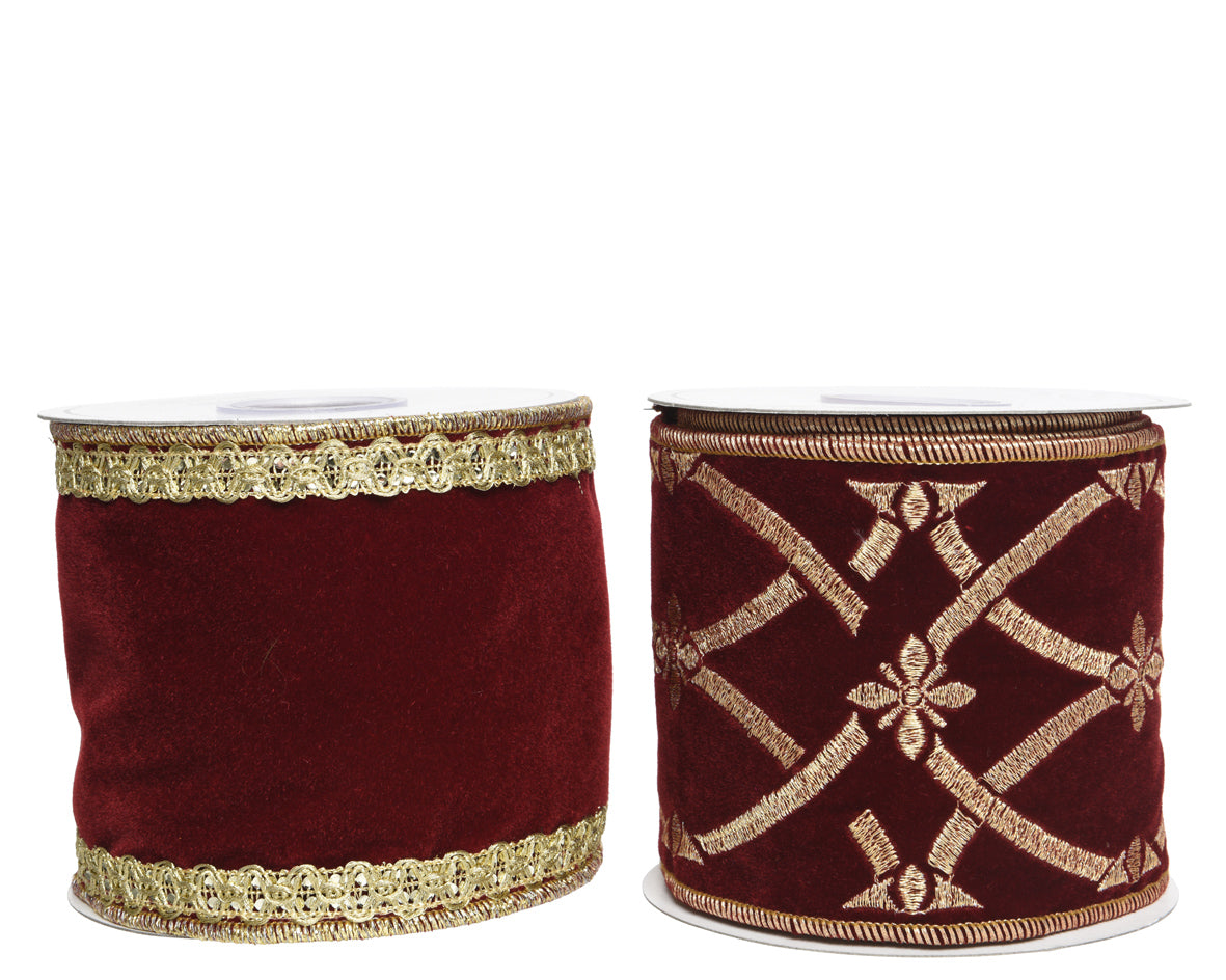 Nastro Velluto Oxblood Gold decorativo in poliestere dimensioni 10 x 500 cm per confezioni regalo - DeMatteis.it
