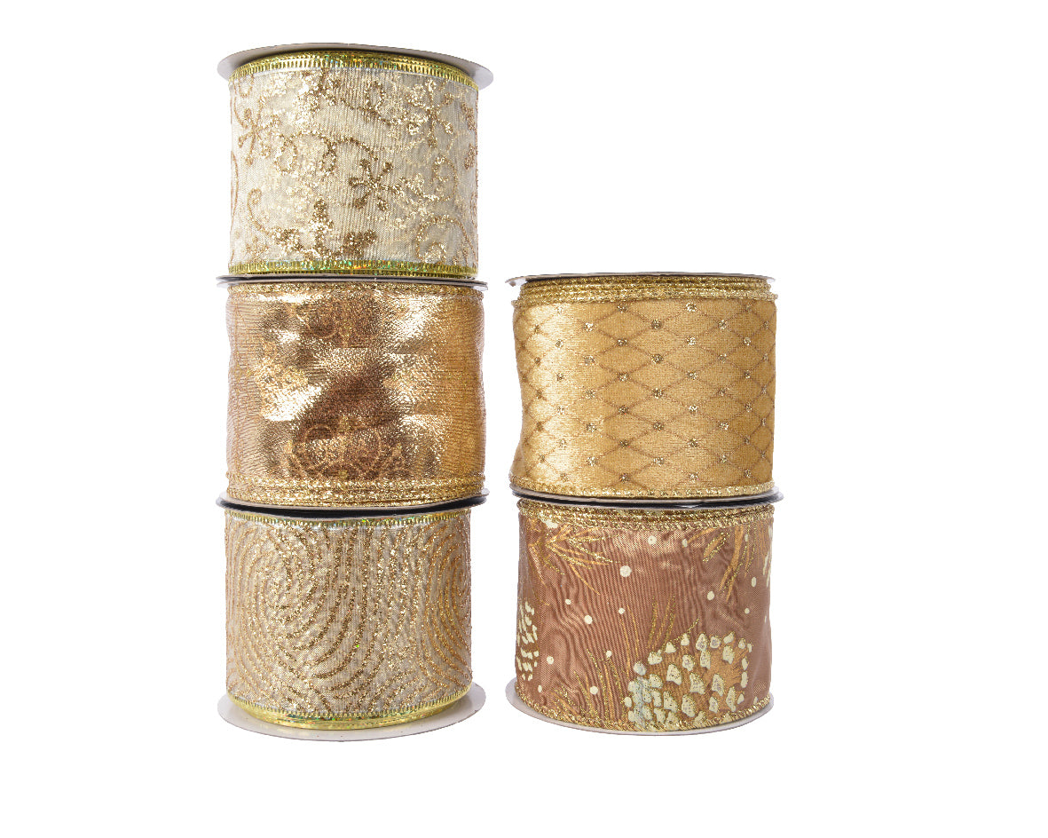 Nastro decorativo oro 6,3 x 270 cm per confezioni e decorazioni natalizie - DeMatteis.it