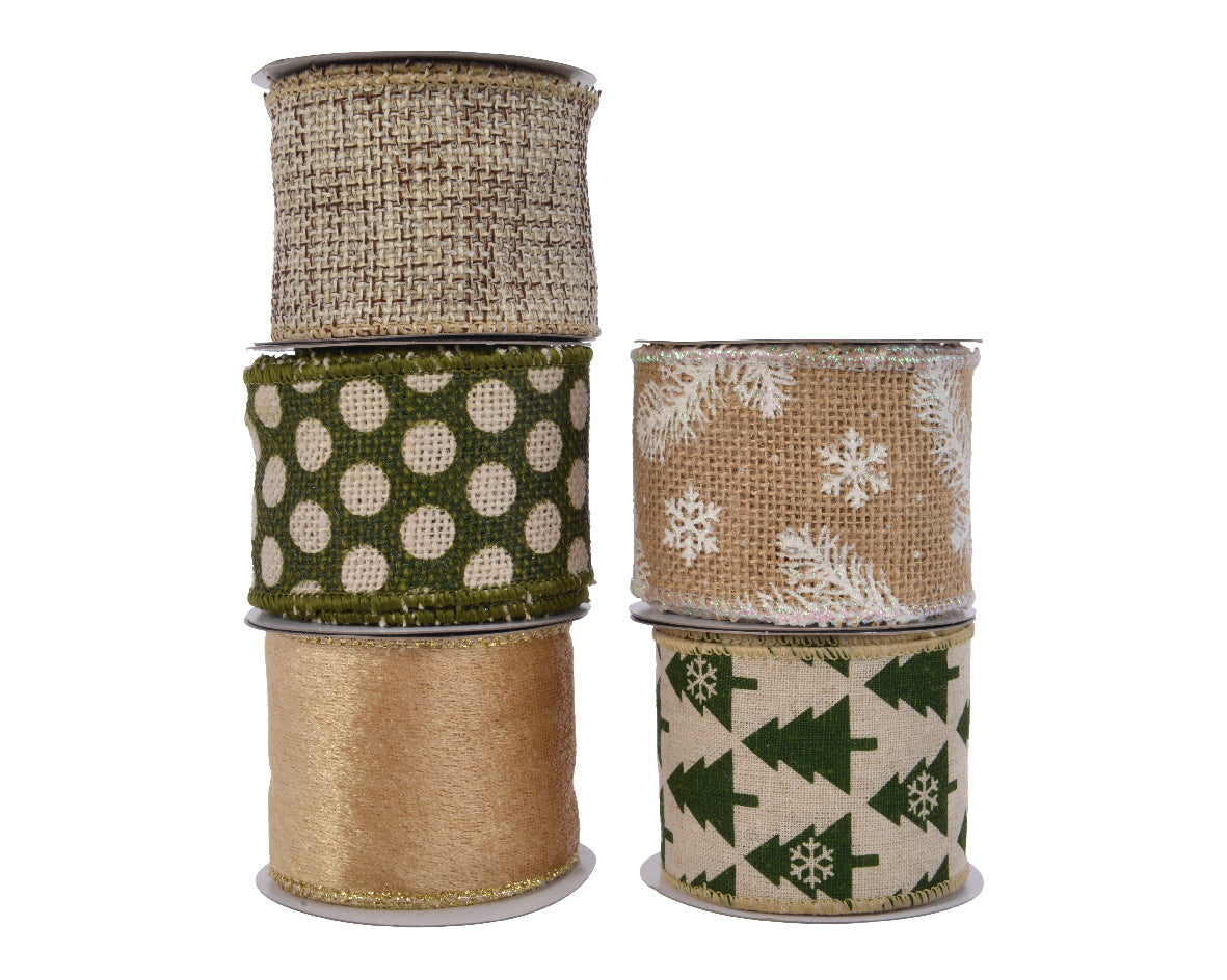 Nastro Natural Decorato 6,3 x 270 cm per decorazioni e confezioni regalo in tessuto naturale - DeMatteis.it