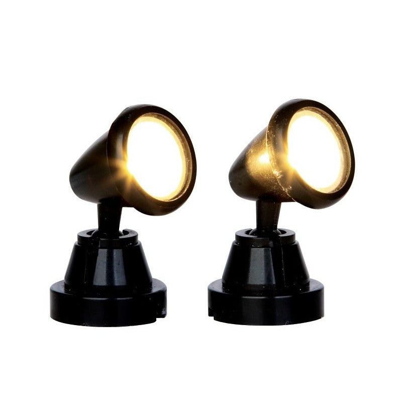 Round Spot Light Lemax fari illuminazione per villaggi natalizi miniatura set 2 pezzi - DeMatteis.it