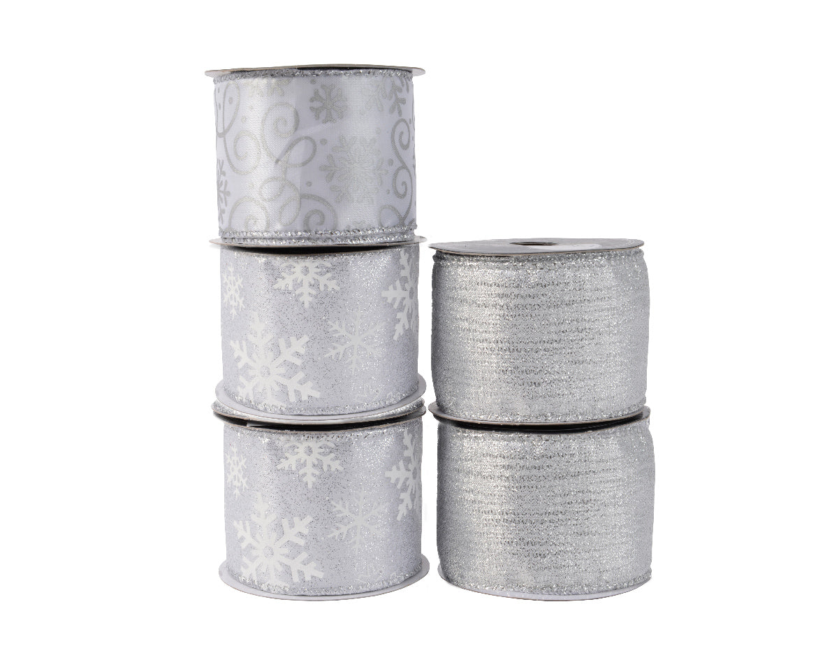 Nastro Silver 6,3X270 cm nastro decorativo argentato per decorazioni natalizie e confezioni regalo - DeMatteis.it