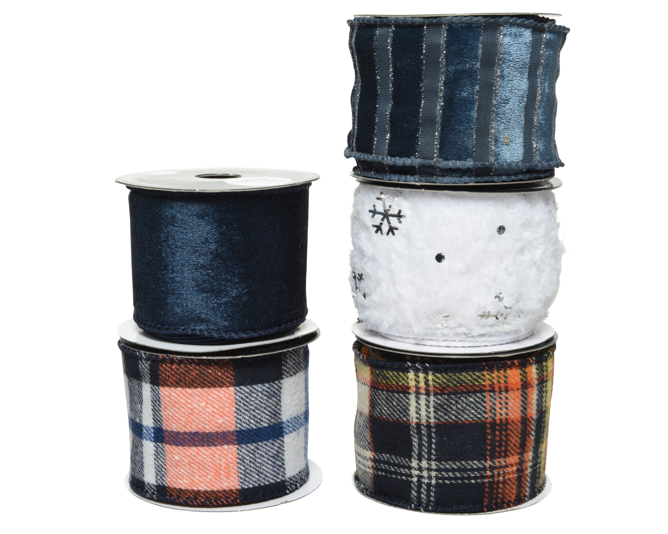 Nastro Natalizio Blu Ambra Bianco 6,3 x 270 cm per decorazioni natalizie e confezionamento regali - DeMatteis.it