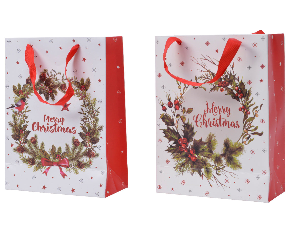 Busta regalo scritta Merry Christmas per confezioni natalizie dimensioni 12 x 30 x 42 cm - DeMatteis.it