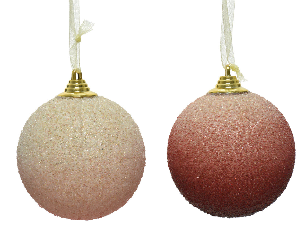 Sfera decorativa natalizia diametro 8 cm con glitter e cappuccio dorato per addobbi - DeMatteis.it