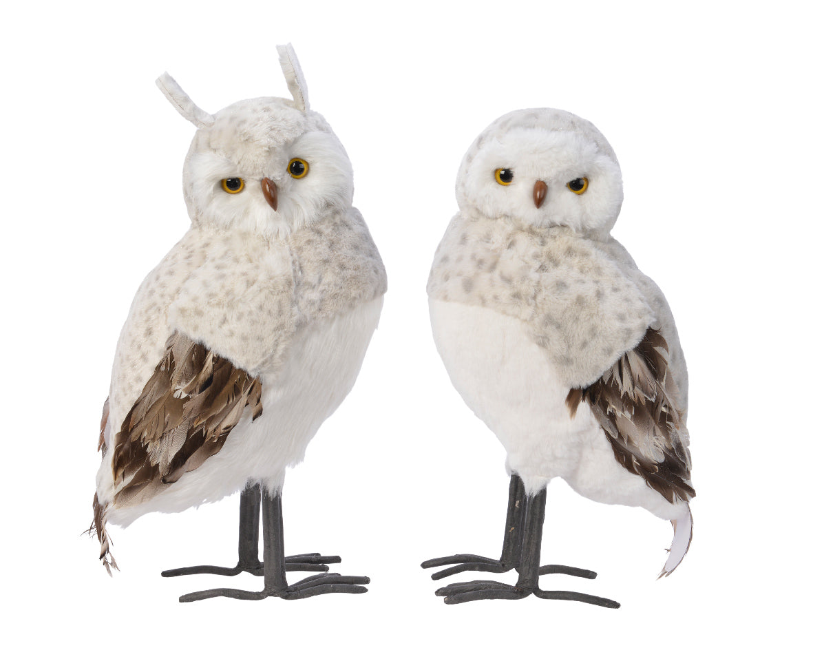 Civetta Bianca Grigia Glitter 54 cm articolo decorativo in schiuma per arredamento - DeMatteis.it