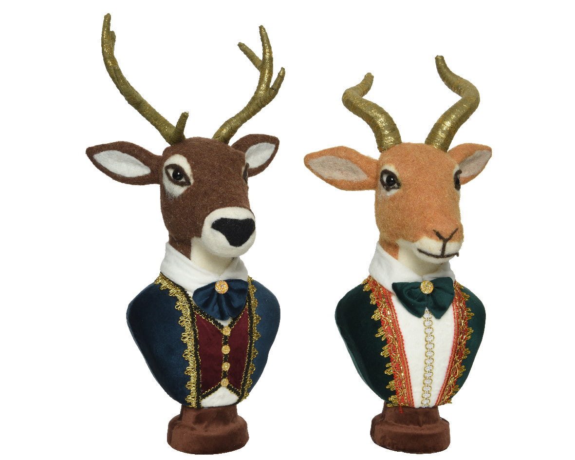 Testa Cervo Su Supporto decorativa per arredamento dimensioni 24 x 18 x 49 cm elemento ornamentale da collezione - DeMatteis.it