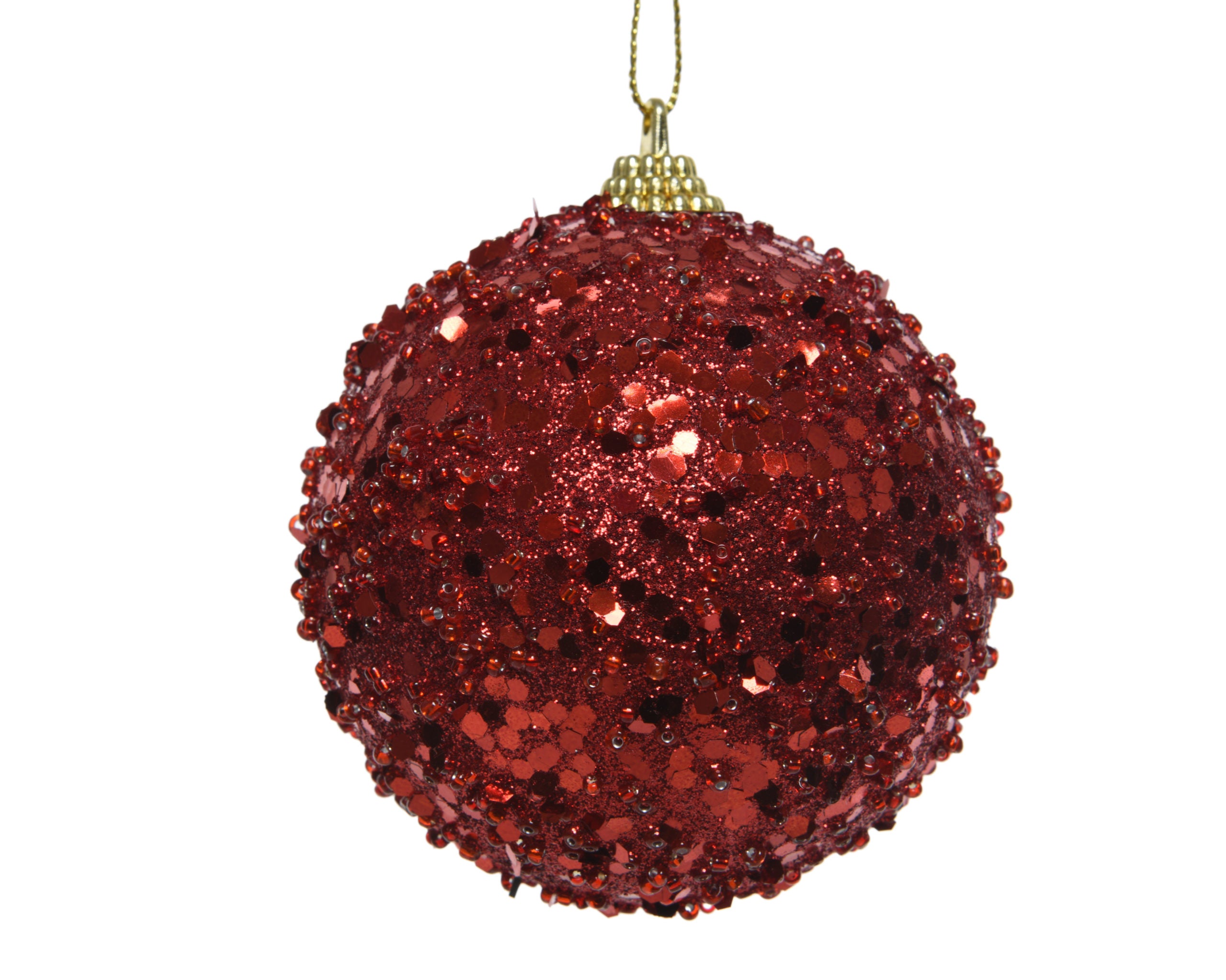 Palla di Natale rossa con glitter decorazione natalizia diametro 8 cm per albero di Natale - DeMatteis.it