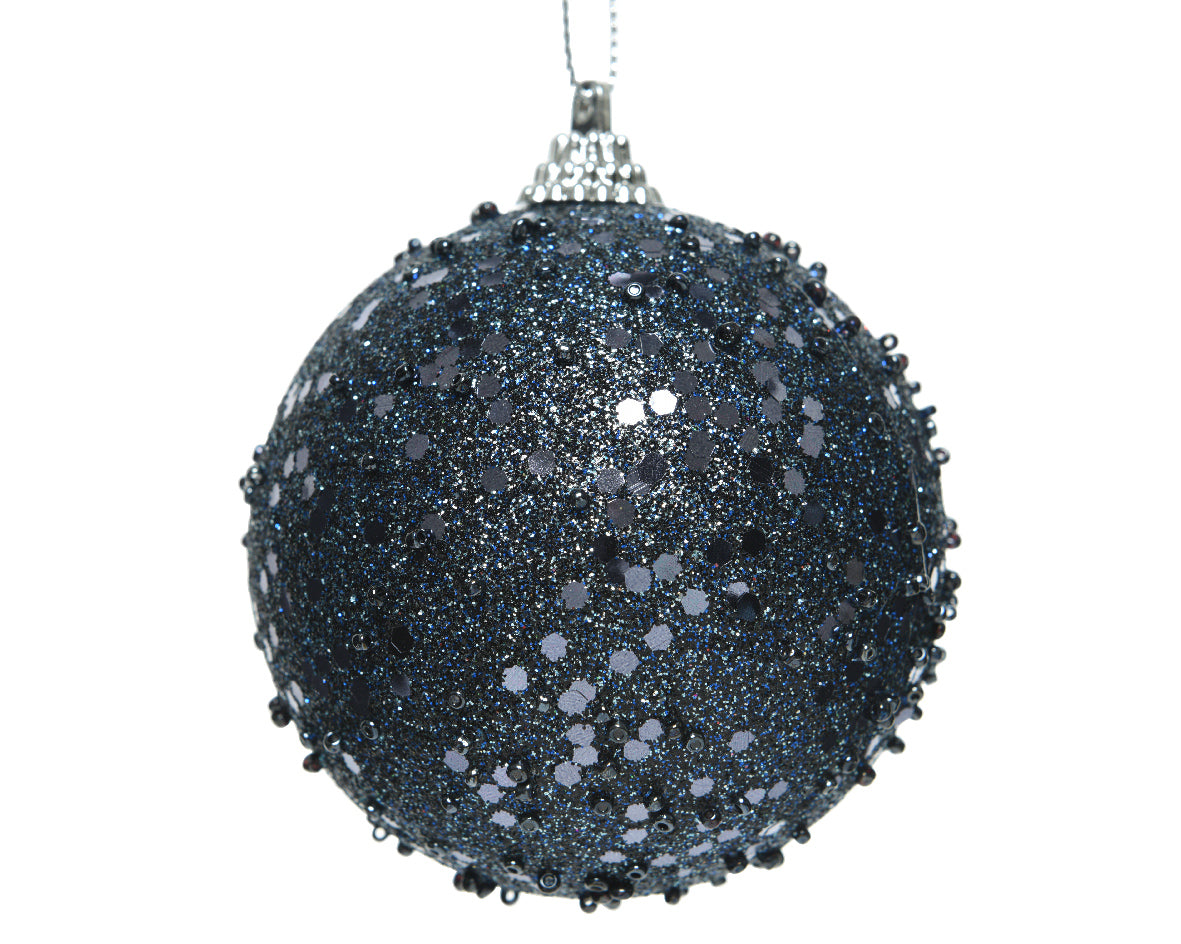 Pendente Sfera Con Glitter Night Blue decorazione natalizia in schiuma diametro 8 cm - DeMatteis.it
