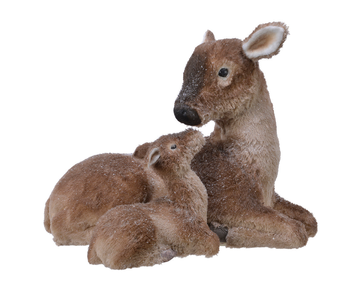 Renna decorativa con cucciolo per addobbi natalizi dimensioni 39x55x45 cm - DeMatteis.it