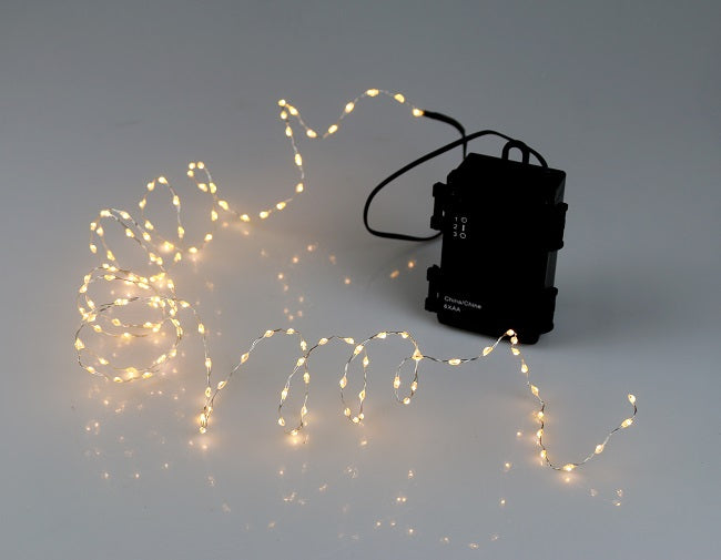 Luminaria 130 Microled Warm White catena luminosa decorativa con 130 luci LED bianco caldo lunghezza 2 m con batteria - DeMatteis.it