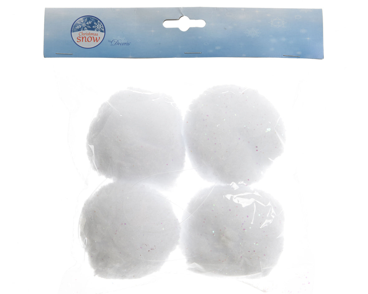 Set 4 Sfere Neve decorative in poliestere diametro 8 cm per addobbi natalizi - DeMatteis.it