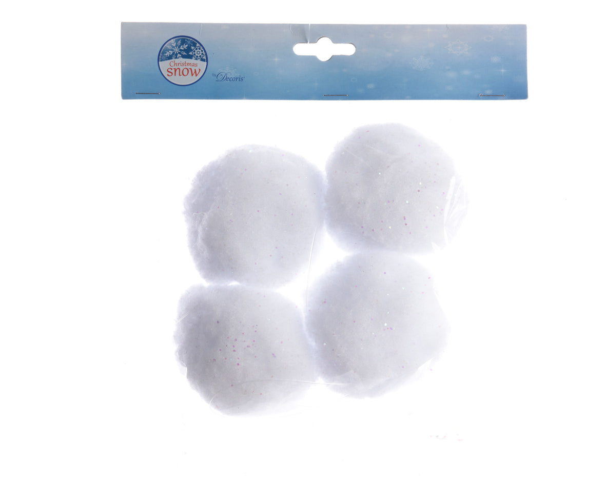 Set 4 Sfere Neve Bianche decorazioni natalizie diametro 10 cm in poliestere e PVC - DeMatteis.it