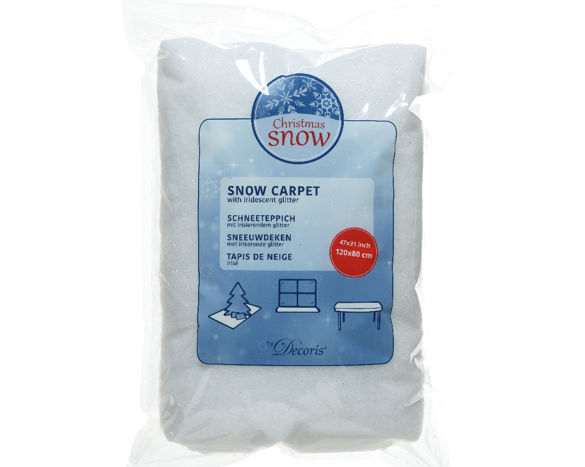 Tappeto Neve Bianco Con Glitter Iridescenti decorativo per addobbi natalizi 120 x 80 cm in poliestere - DeMatteis.it