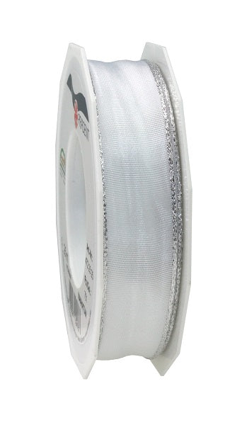 Nastro Manhattan White Silver 25 mm x 25 ml per decorazioni e confezioni regalo - DeMatteis.it