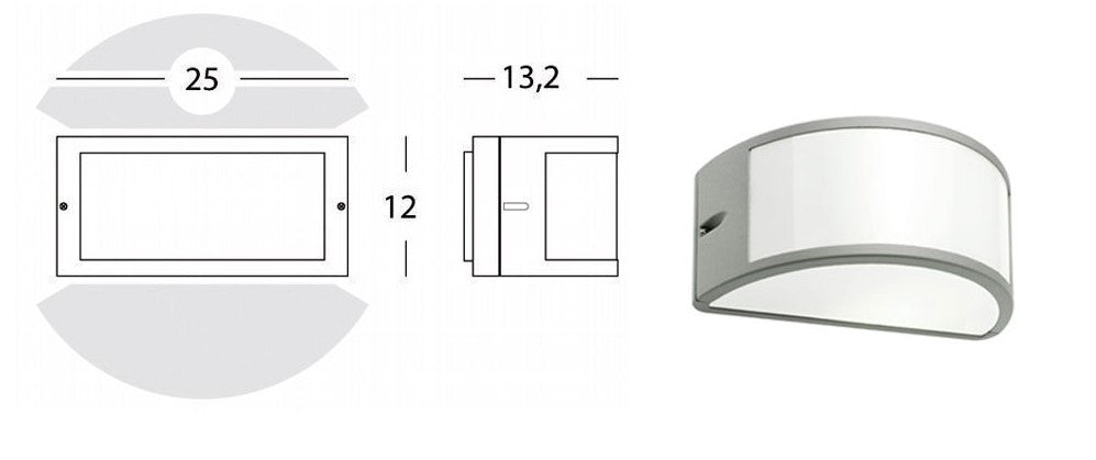 Applique Mezza Luna Alluminio Umbe