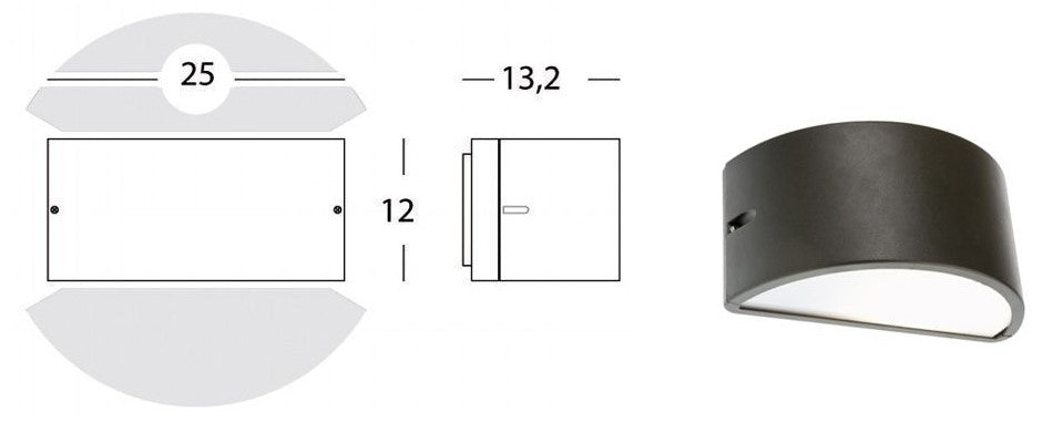 Applique Mezza Luna Grigio Umbe