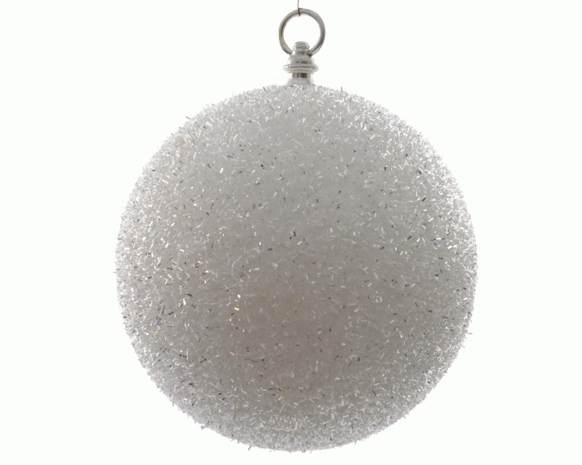Sfera Schiuma Bianca decorativa natalizia diametro 20 cm con gancio per appendere - DeMatteis.it