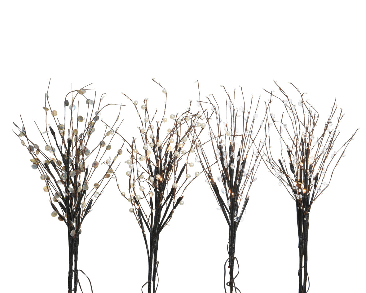 Ramo Luminoso Con Bacche Bianche 76 cm decorazione natalizia con luci LED collezione Kaemingk - DeMatteis.it