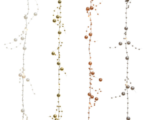 Filo Perle Led 15 Warm White decorazione luminosa natalizia con perle per addobbi natalizi - DeMatteis.it