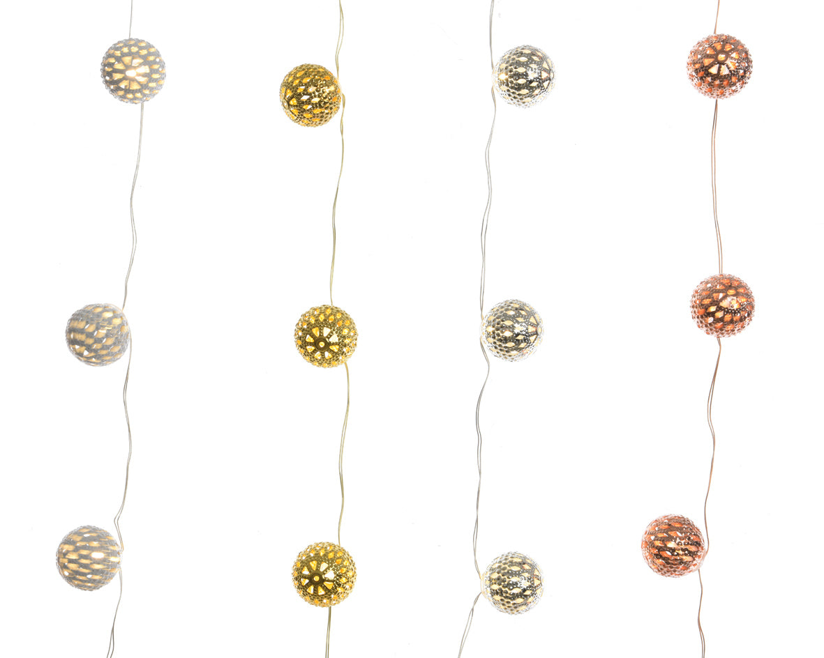 Filo luminoso 110 cm con 12 sfere LED warm white per decorazione interna IP-20 - DeMatteis.it