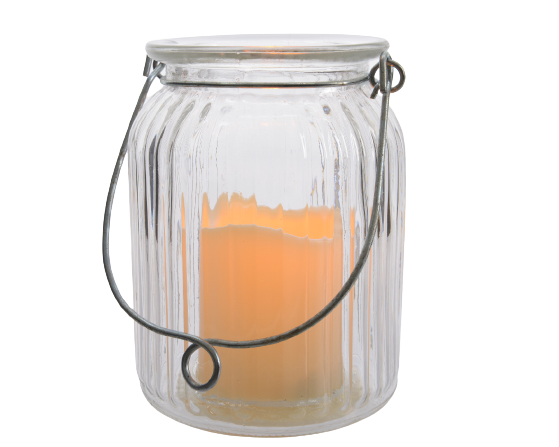 Barattolo Vetro Candela Led 11X14Cm