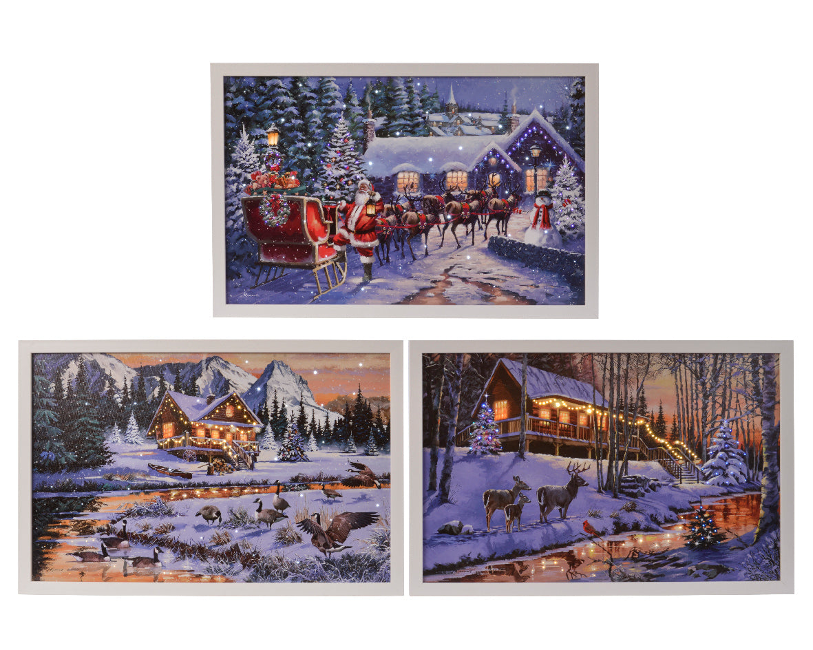 Quadro Paesaggio Con Led 38X58 cm decorativo natalizio illuminato Kaemingk per decorazione casa - DeMatteis.it