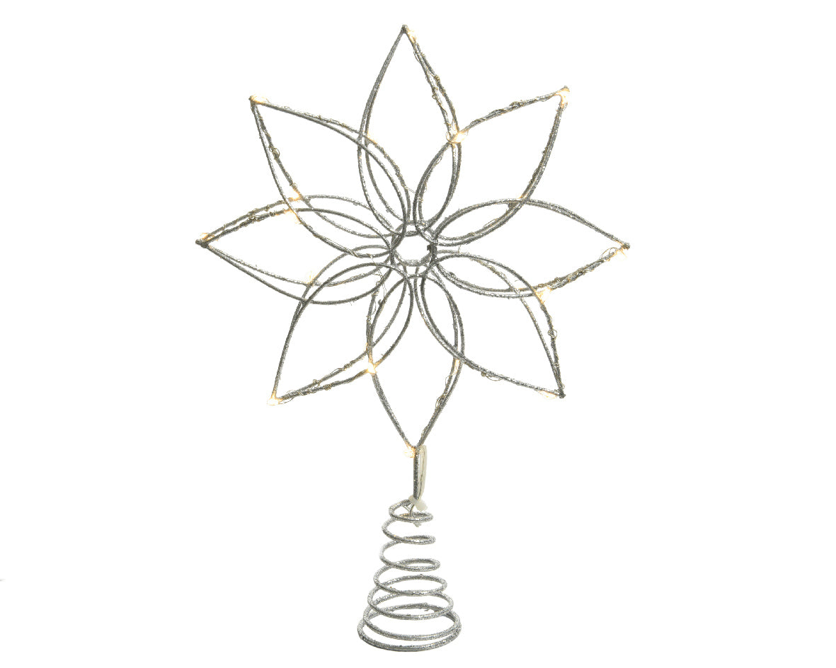 Puntale Stella Warm White 27 cm decorazione natalizia per albero di Natale con luci LED - DeMatteis.it