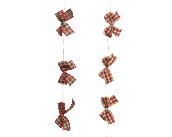 Filo Natalizio Con Fiocchi Led decorazione luminosa per addobbi natalizi con fiocchi a quadri - DeMatteis.it