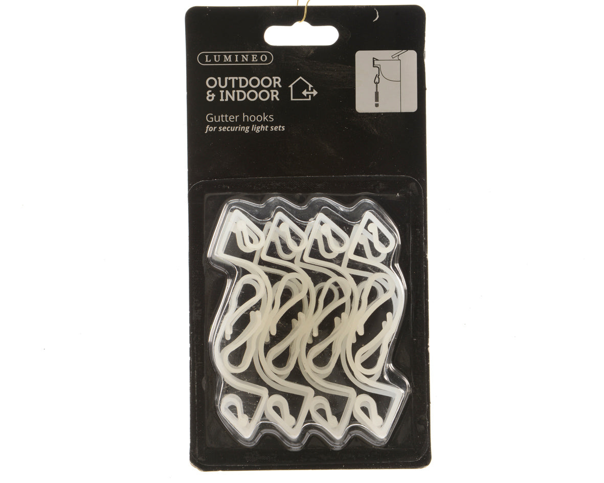 Set 16 Ganci PVC Lumineo per fissaggio luci natalizie su grondaie per uso interno ed esterno - DeMatteis.it