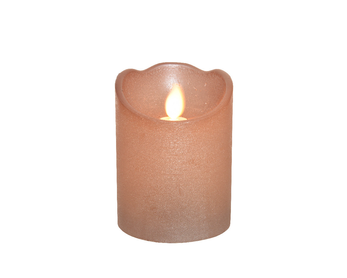 Candela Blush Pink 7,5X10 Cm Fiamma Led Warm White