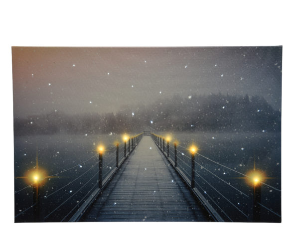 Quadro Ponte Su Lago addobbo natalizio decorativo per interni domestici - DeMatteis.it