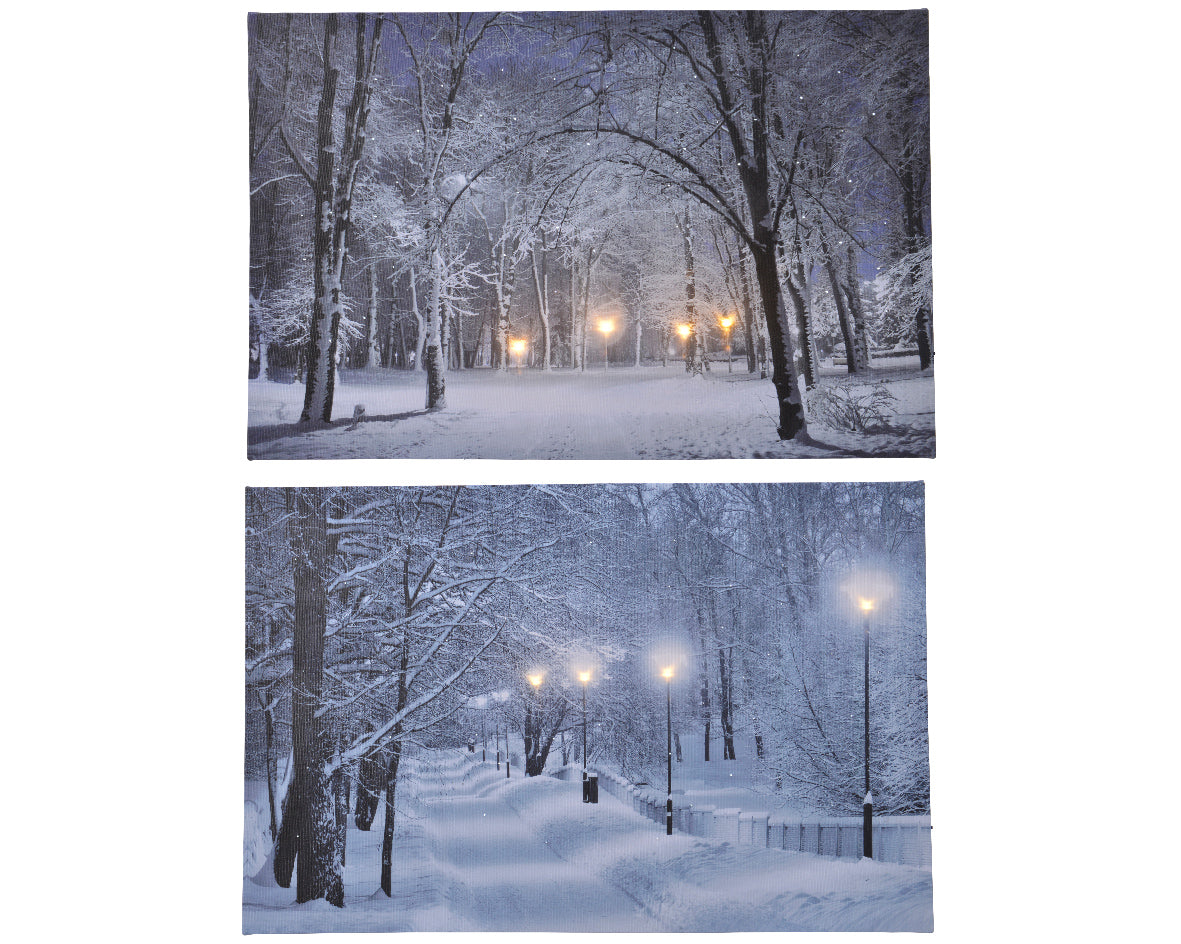 Quadro Viale Innevato decorazione natalizia Kaemingk per arredo domestico - DeMatteis.it