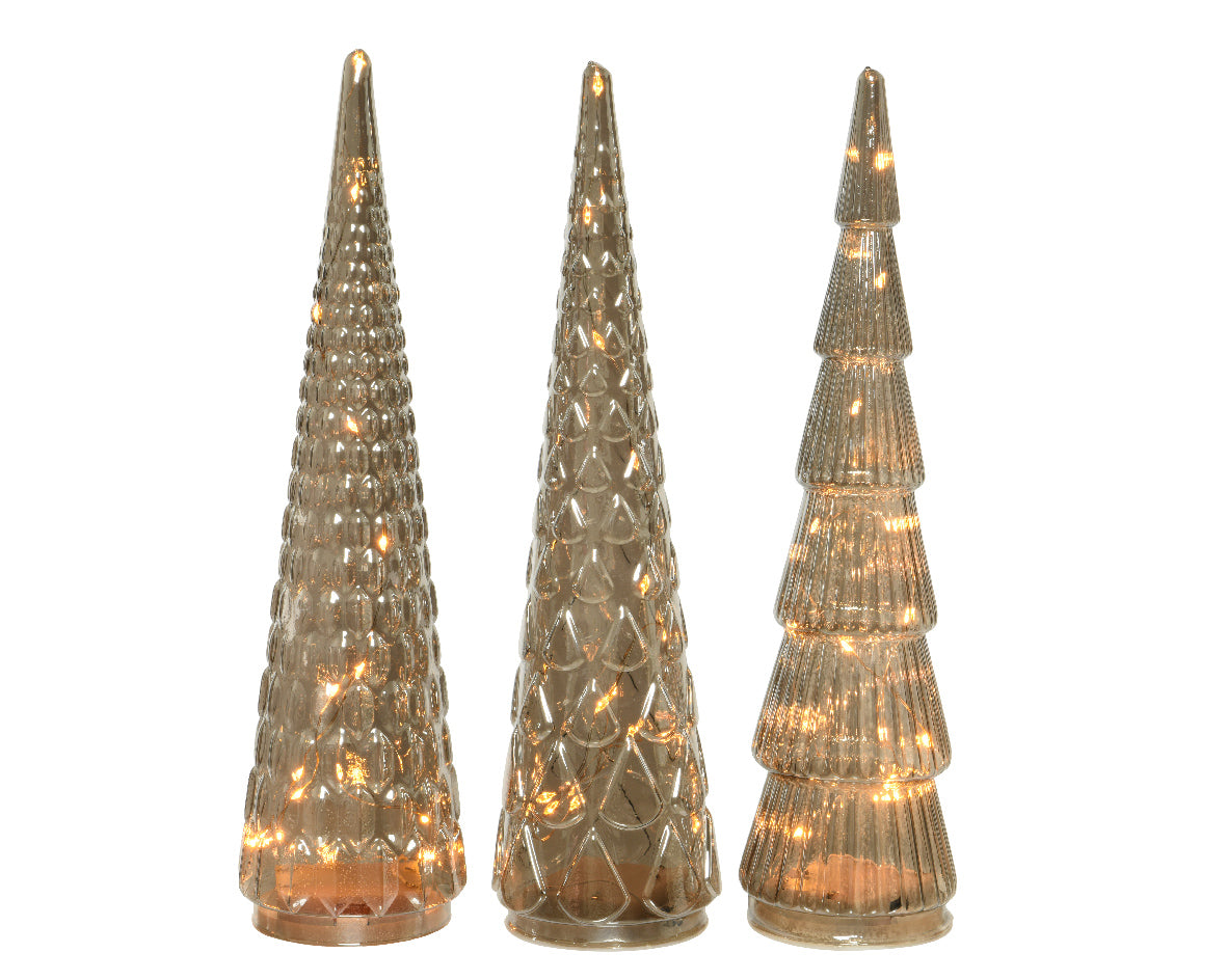 Albero decorativo natalizio con 15 microled luce calda, altezza 33 cm, alimentazione a batteria per uso interno - DeMatteis.it