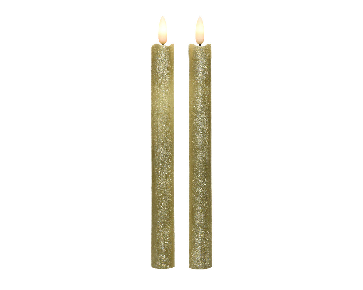 Set 2 Candele Oro Fiamma Movimento 24 Cm