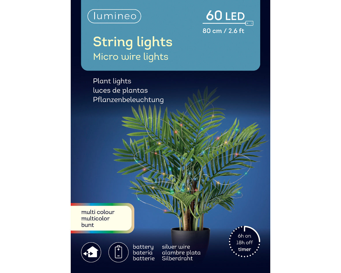 Microled rigidi con supporto 60 LED multicolor 80 cm per illuminazione decorativa natalizia con timer - DeMatteis.it