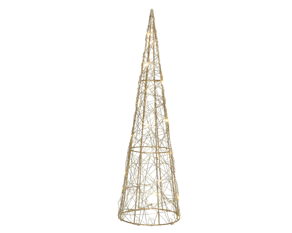 Cono Luminoso Oro decorativo per interni con 60 LED luce calda, altezza 60 cm diametro 16 cm - DeMatteis.it