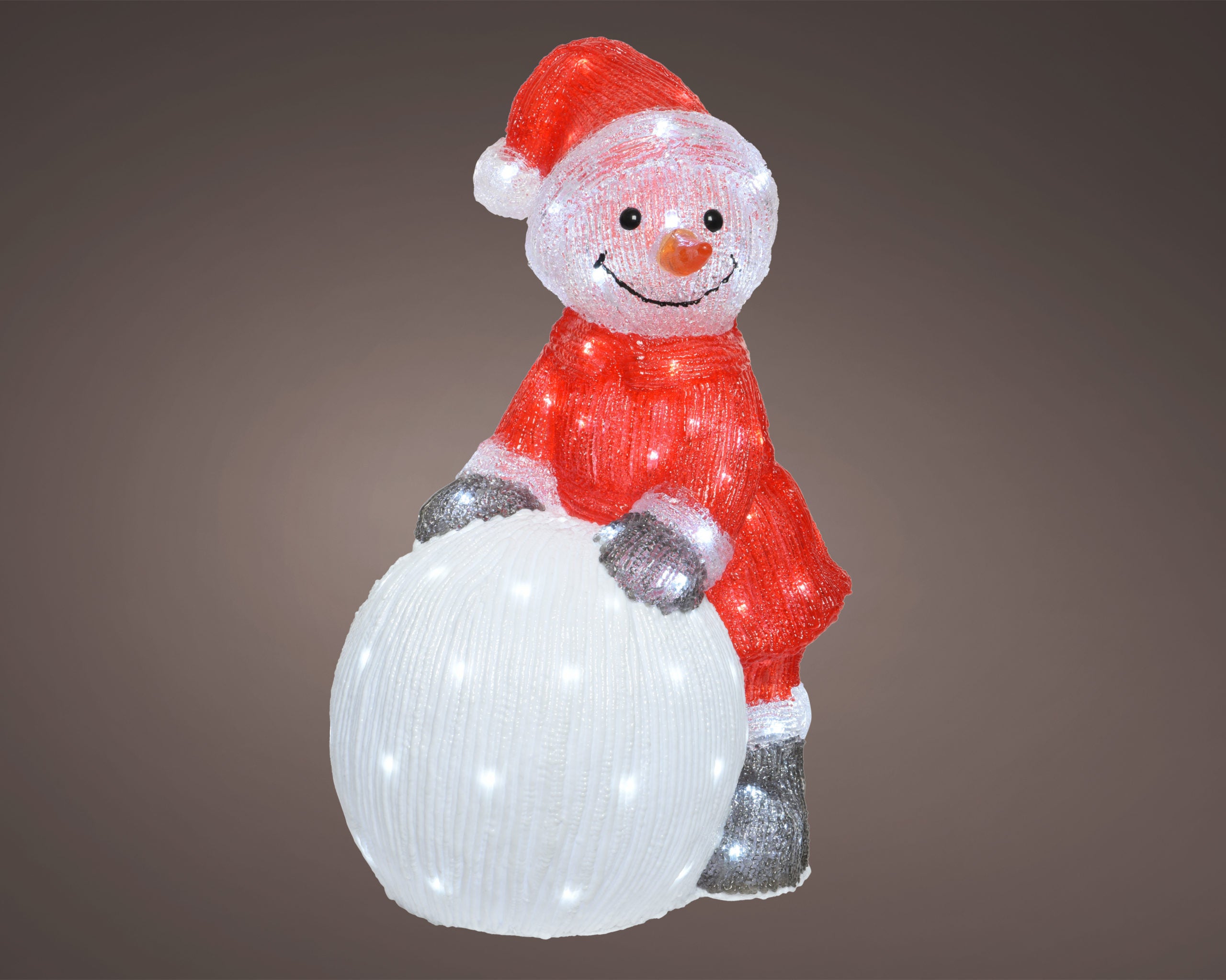 Pupazzo Di Neve Con Palla Luminoso decorazione natalizia LED Kaemingk per addobbi natalizi - DeMatteis.it