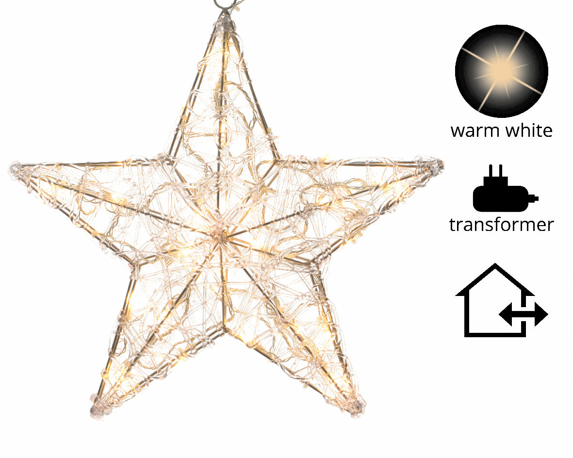 Stella Luce Calda 80Led decorazione natalizia luminosa a stella in acrilico 60 cm per interno ed esterno - DeMatteis.it