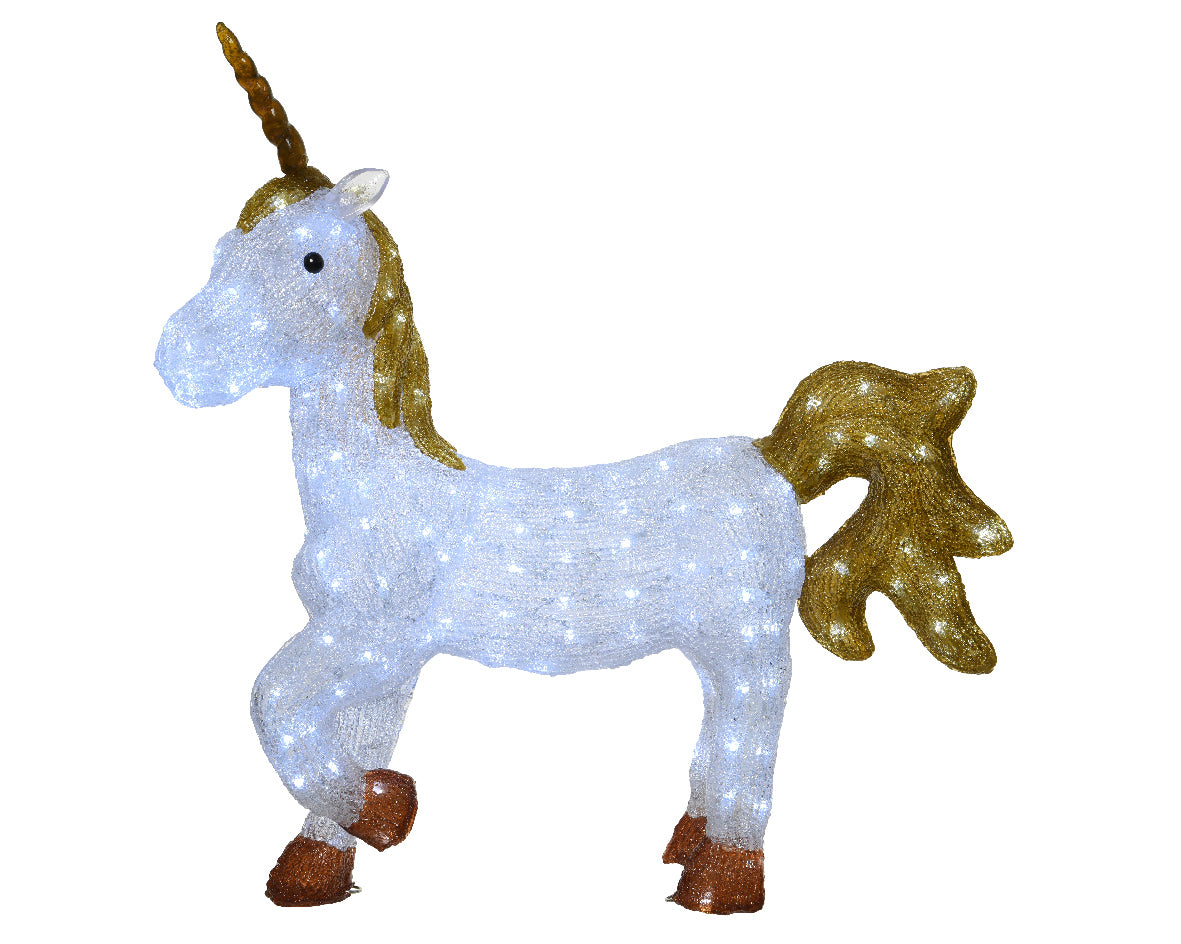 Unicorno luminoso decorativo 77 x 74 cm con 200 LED luce fredda per decorazioni natalizie - DeMatteis.it