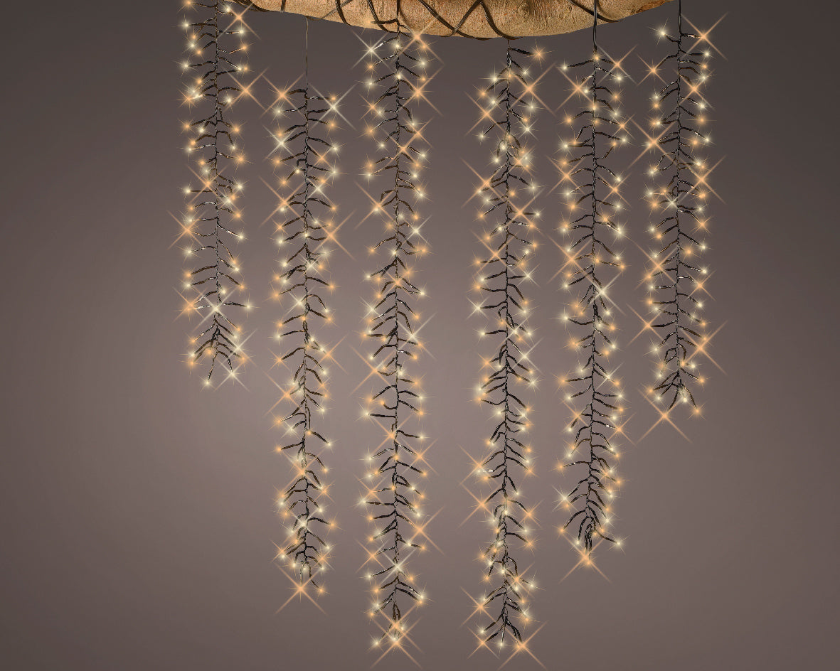 Luci Cluster 480 Led Classic Warm 200 cm decorazione natalizia luminosa a cascata per interni ed esterni - DeMatteis.it