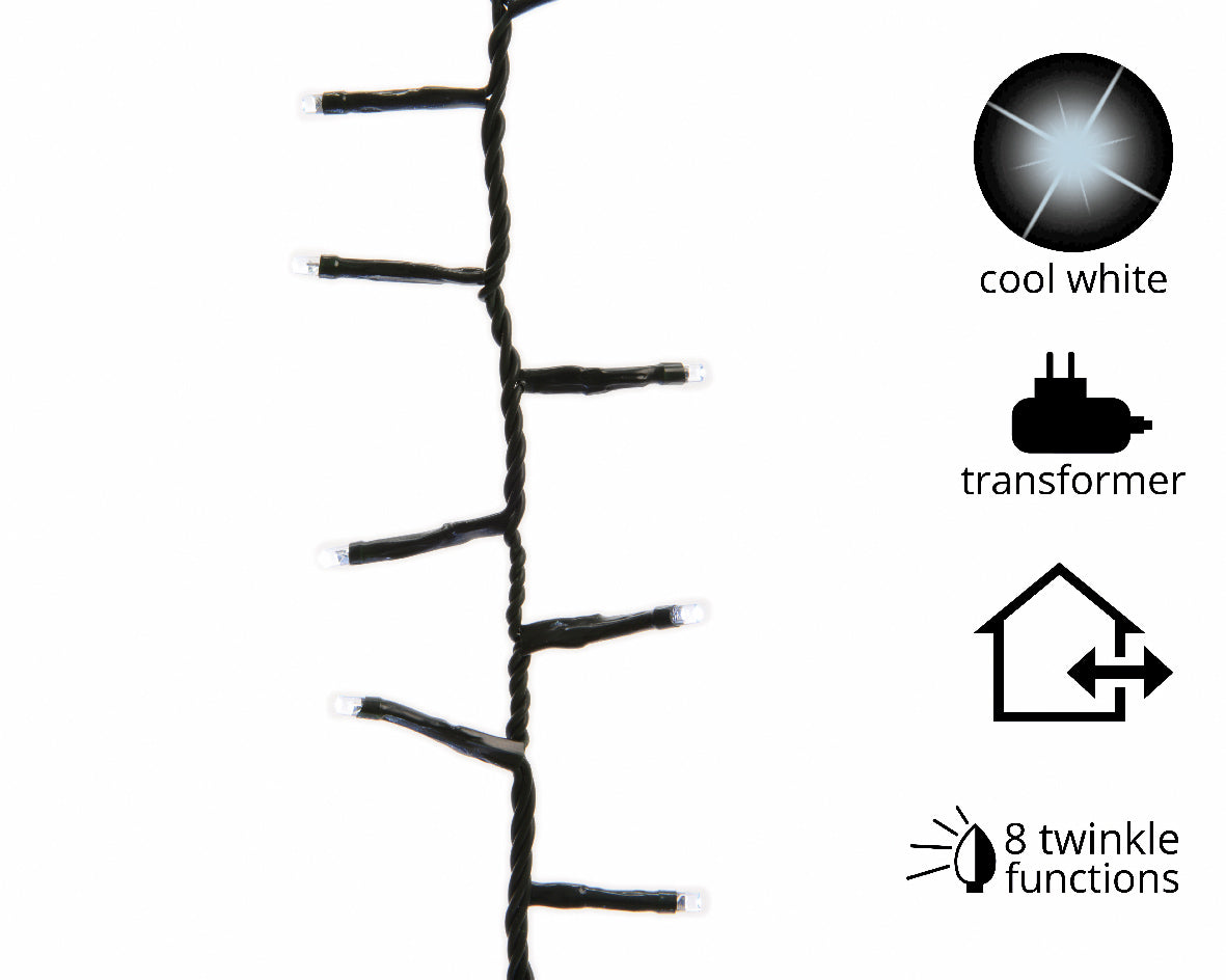 Luminaria Glow 540 Led 1,8 m cool white catena luminosa per decorazioni natalizie interne ed esterne con 8 funzioni lampeggianti - DeMatteis.it