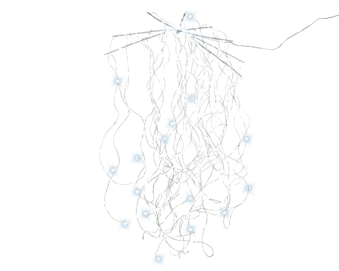 Cascata luminosa decorativa da 140 cm con 720 micro LED cool white per illuminazione natalizia - DeMatteis.it